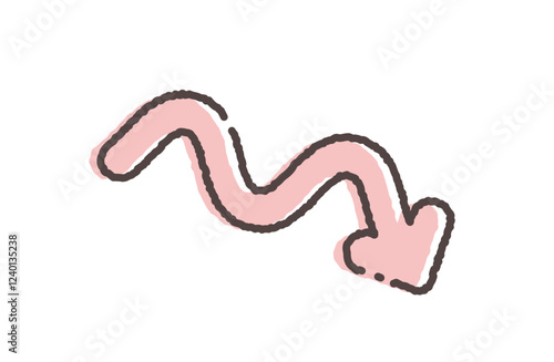 Pastel colored arrow vector illustration twisting downward cute simple