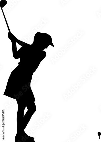 The woman golf player silhouette