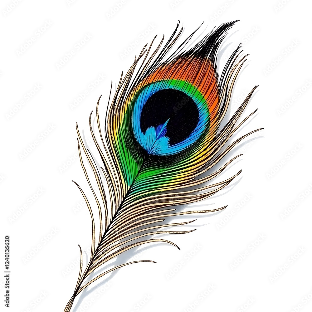 Obraz premium peacock feather on white background