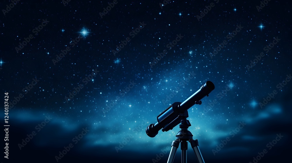 Breathtaking stargazing scene featuring a telescope set up under a spectacular night sky filled with stars galaxies and the mesmerizing Milky Way Breathtaking stargazing scene featuring a telescope set up under a spectacular night sky filled with stars galaxies and the mesmerizing Milky Way