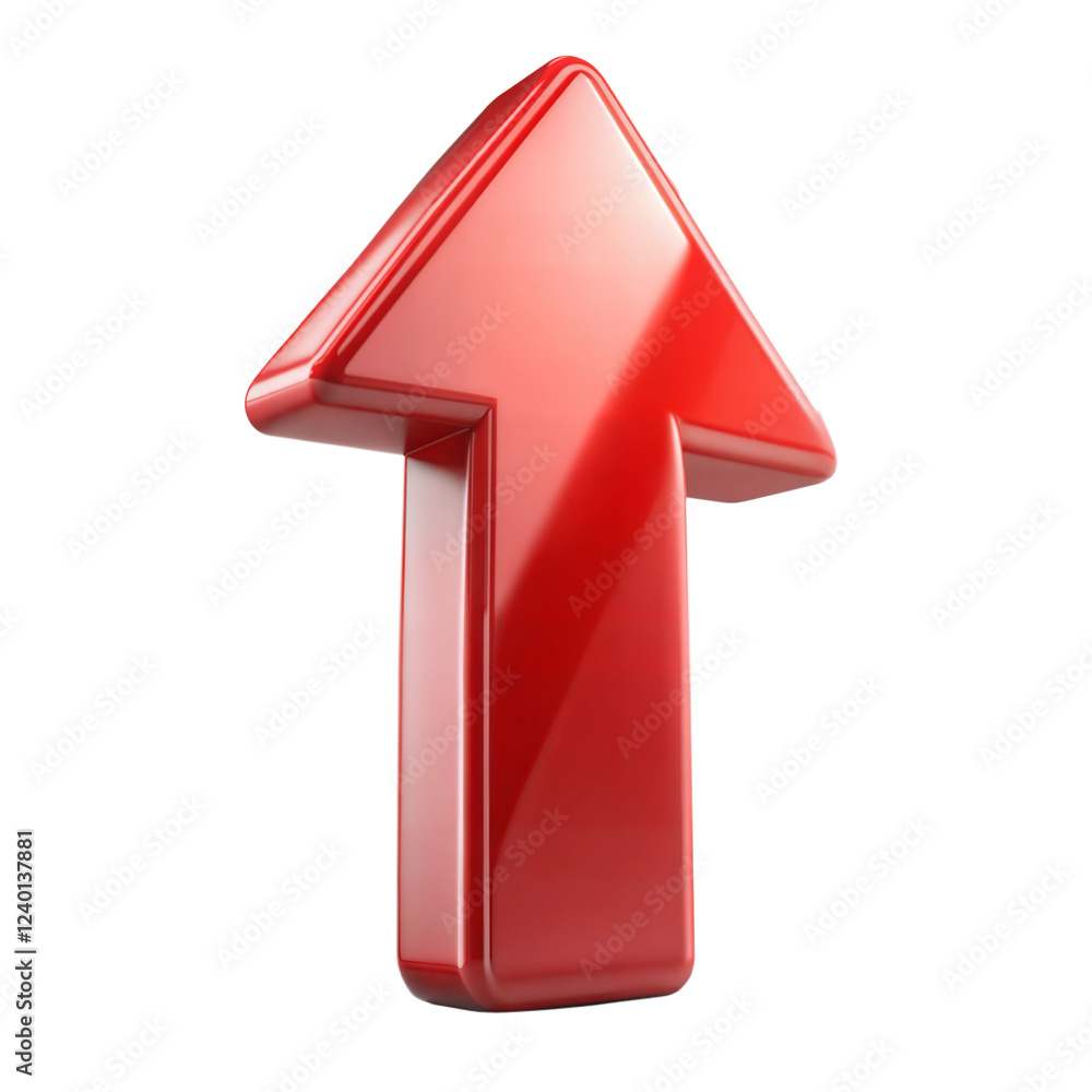 Rising Red Arrow 3D Render Icon Isolated on Transparent Background. Rising Red Arrow 3D Render Icon Isolated on Transparent Background.