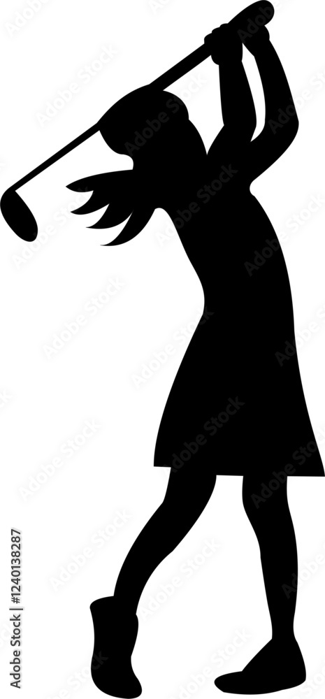 The woman golf player silhouette vector The woman golf player silhouette vector