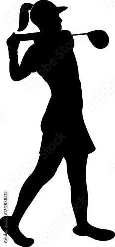 The woman golf player silhouette vector