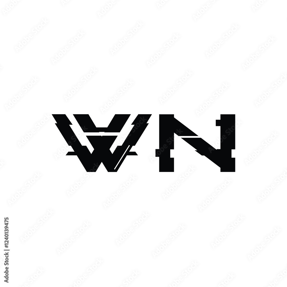 WN monogram logo design letter text name symbol monochrome logotype alphabet character simple logo WN monogram logo design letter text name symbol monochrome logotype alphabet character simple logo