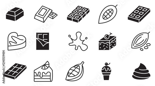 Cacao and Chocolate Vector Line Icons Set. editable