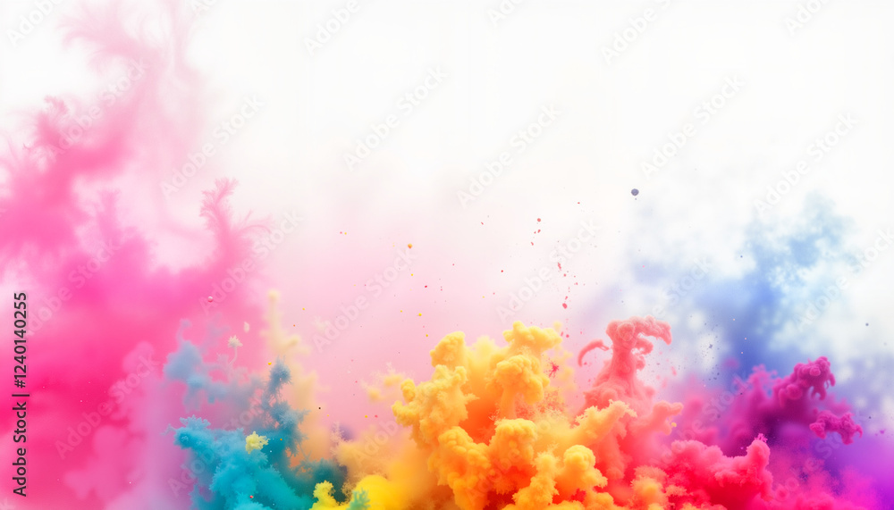 Obraz premium Vibrant explosion of Gulal powder in colorful abstract background