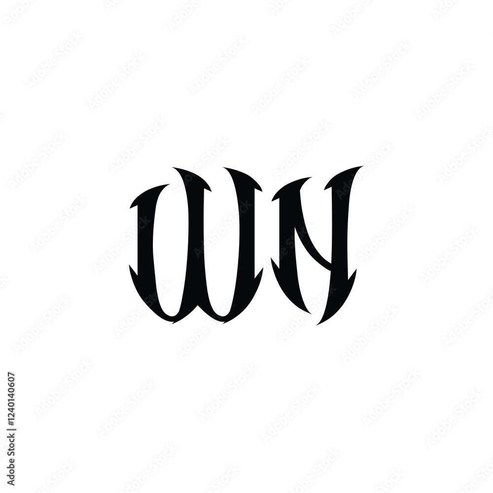 Obraz premium WN monogram logo design letter text name symbol monochrome logotype alphabet character simple logo