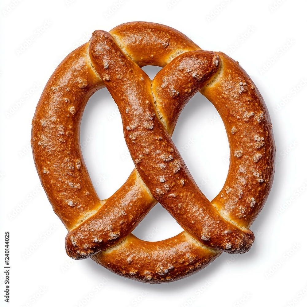Two freshly baked pretzels on a clean white background ready for serving or enjoying Two freshly baked pretzels on a clean white background ready for serving or enjoying