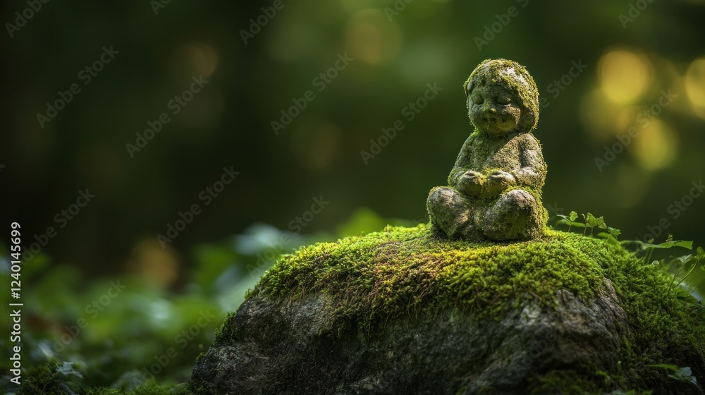 Serene Stone Buddha in Mossy Forest Serene Stone Buddha in Mossy Forest