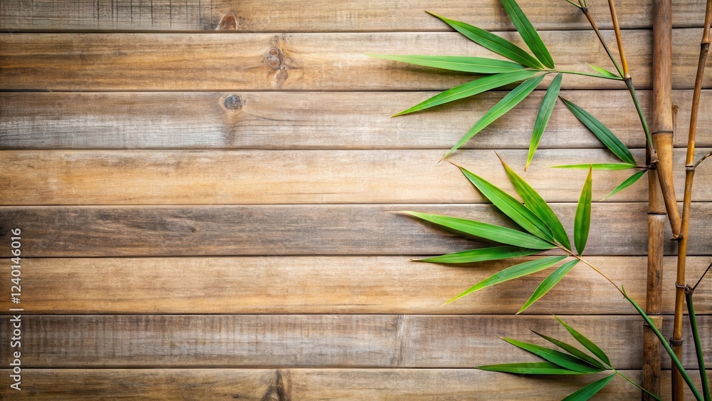 Fototapeta premium Serene Bamboo and Wood A Natural Background of Tranquil Greens and Warm Browns