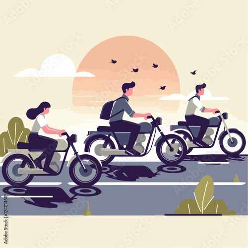 vector image of a person riding a motorbike