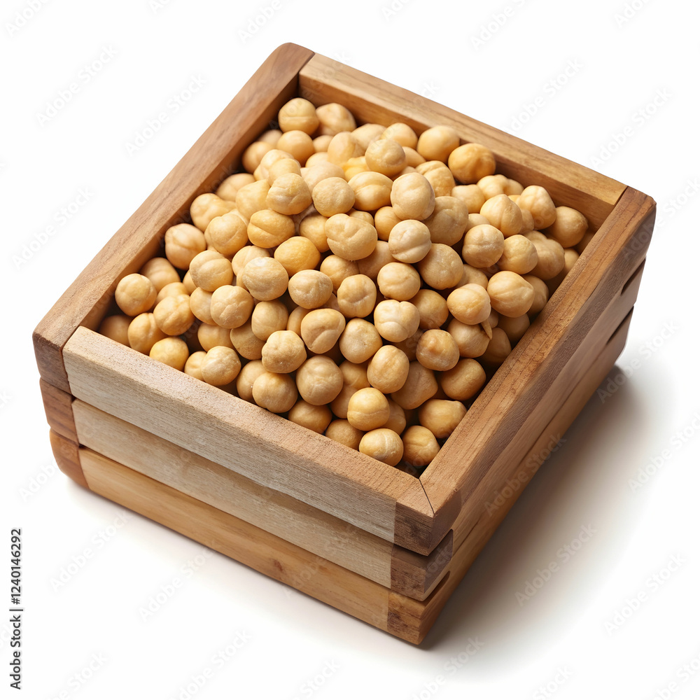 Wooden Box Full of Garbanzo Beans Wooden Box Full of Garbanzo Beans