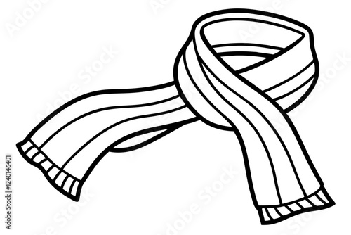 scarf outline coloring book page vector illustration, Scarf line art vector