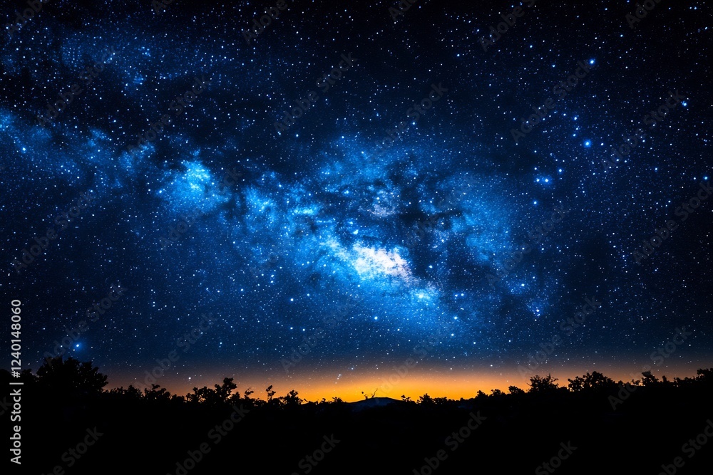 Fototapeta premium Milky Way Galaxy over Silhouetted Trees at Night