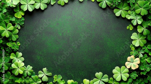 Shamrock Border: A vibrant green clover frame for St. Patrick's Day celebrations. Perfect for Irish-themed designs and spring greetings.