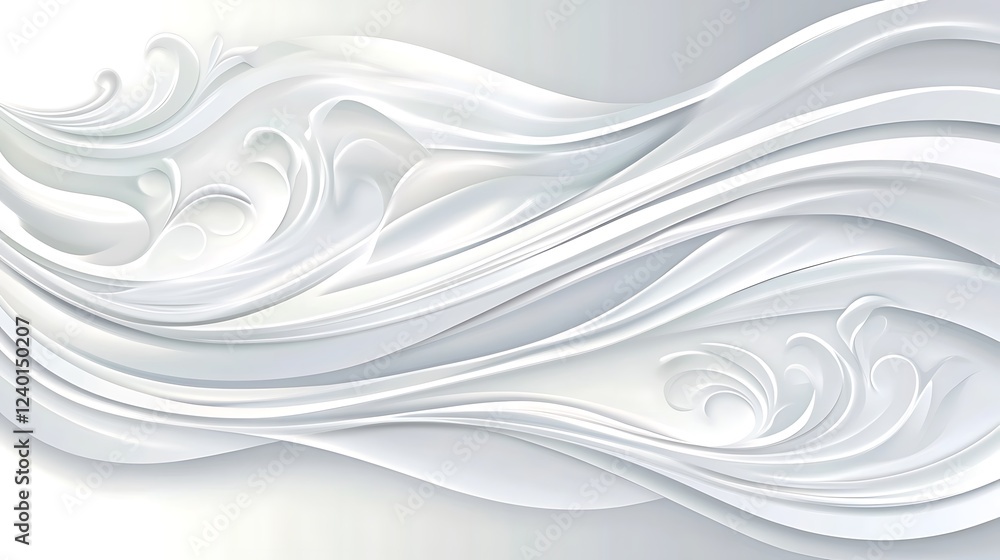Obraz premium Abstract white waves, flowing design, background, texture