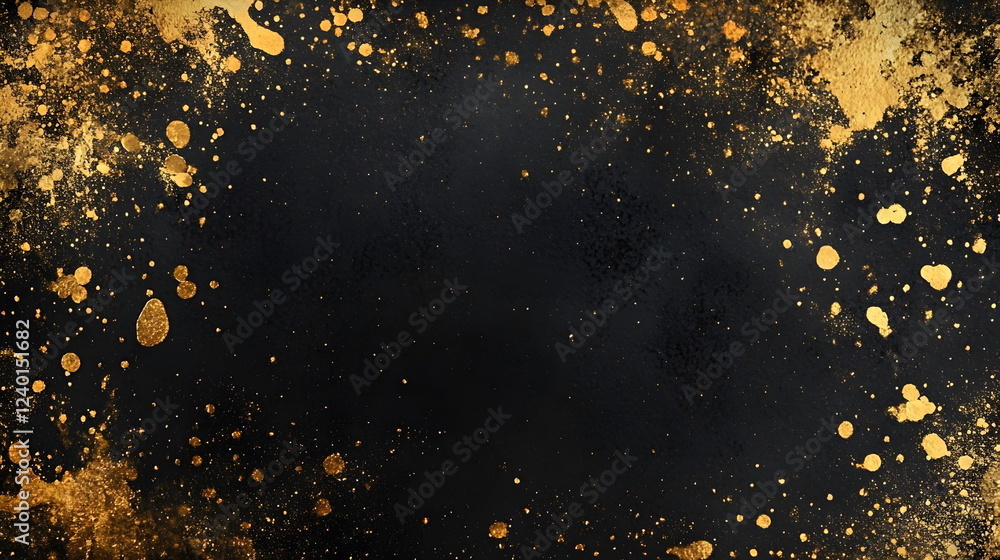 Black background with gold flecks, distressed black wall. Black background with gold flecks, distressed black wall.
