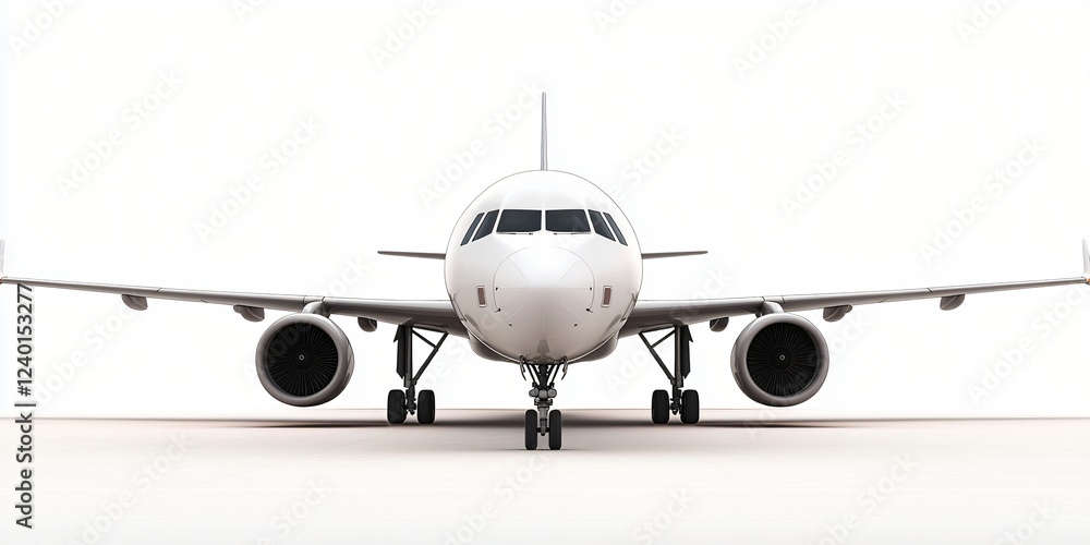 Commercial Airplane Front View White Airliner Jet Aircraft Transportation Travel Commercial Airplane Front View White Airliner Jet Aircraft Transportation Travel