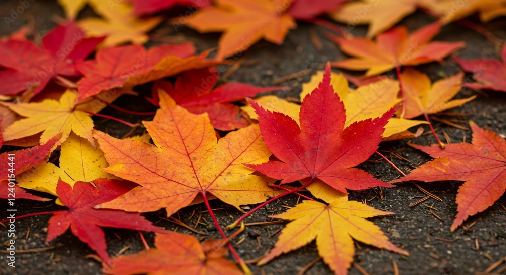 A close-up of vibrant autumn leaves in red, orange, and yellow hues scattered on the ground, capturing the beauty of fall with rich colors and natural textures. A close-up of vibrant autumn leaves in red, orange, and yellow hues scattered on the ground, capturing the beauty of fall with rich colors and natural textures.