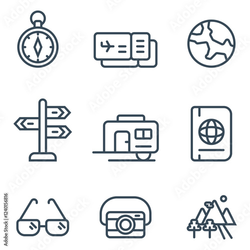 Travel Line Icons. Editable Stroke. Pixel Perfect. For Mobile and Web
