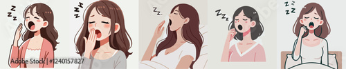 vector set of women yawning