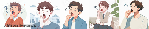 vector of young man yawning