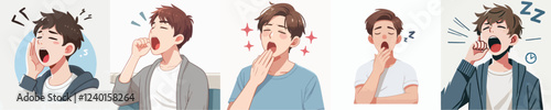 vector of young man yawning