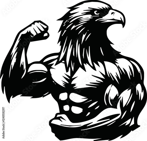 Body Builder Character with Eagle Head