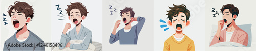 vector of young man yawning