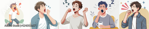 vector of young man yawning