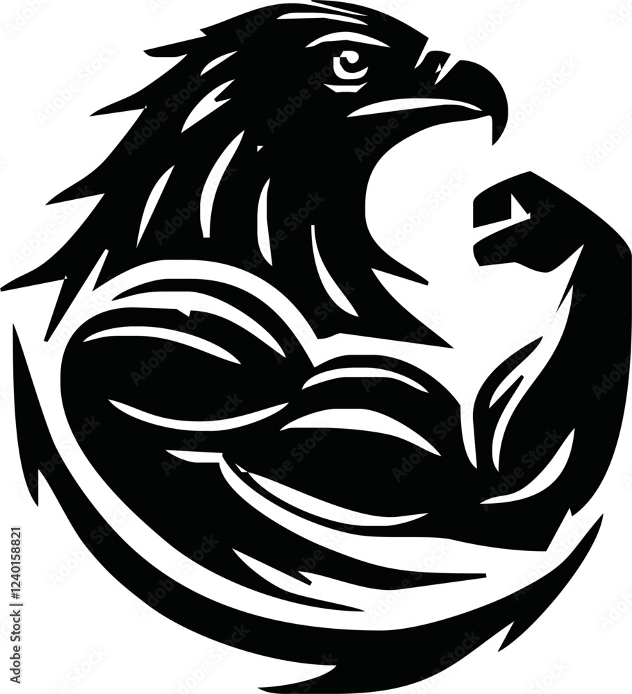 Obraz premium Body Builder Character with Eagle Head