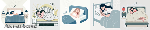 vector set of sleeping women