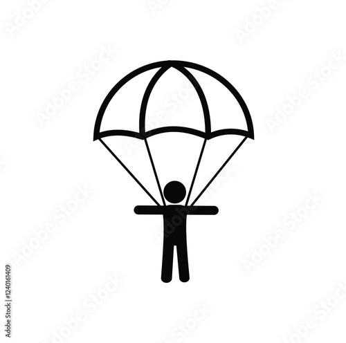 The icon of a person using a parachute