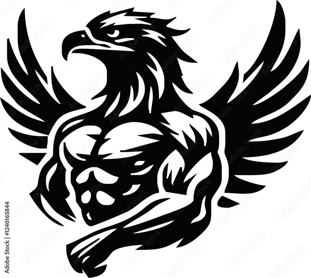 Obraz premium Body Builder Character with Eagle Head