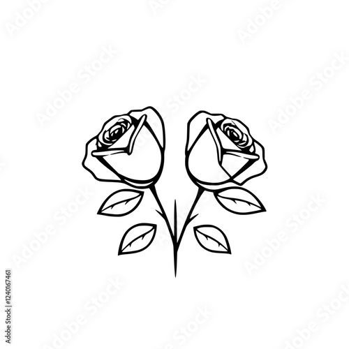 Wallpaper Mural Elegant Black and White Rose Drawing: A Classic Floral Illustration Torontodigital.ca