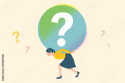 難しい問題を背負う女性のイメージイラスト