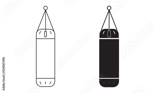 Punching bag or Punchbag icon set isolated on white background