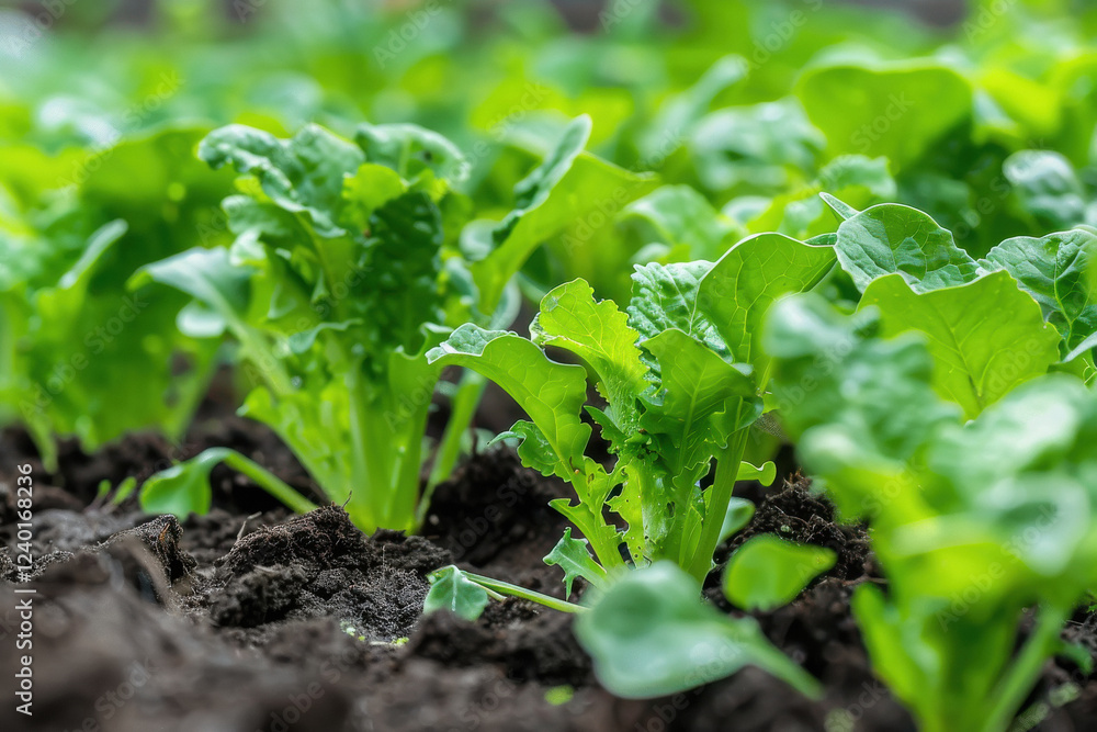 green seedling.Green salad growing from seed green seedling.Green salad growing from seed