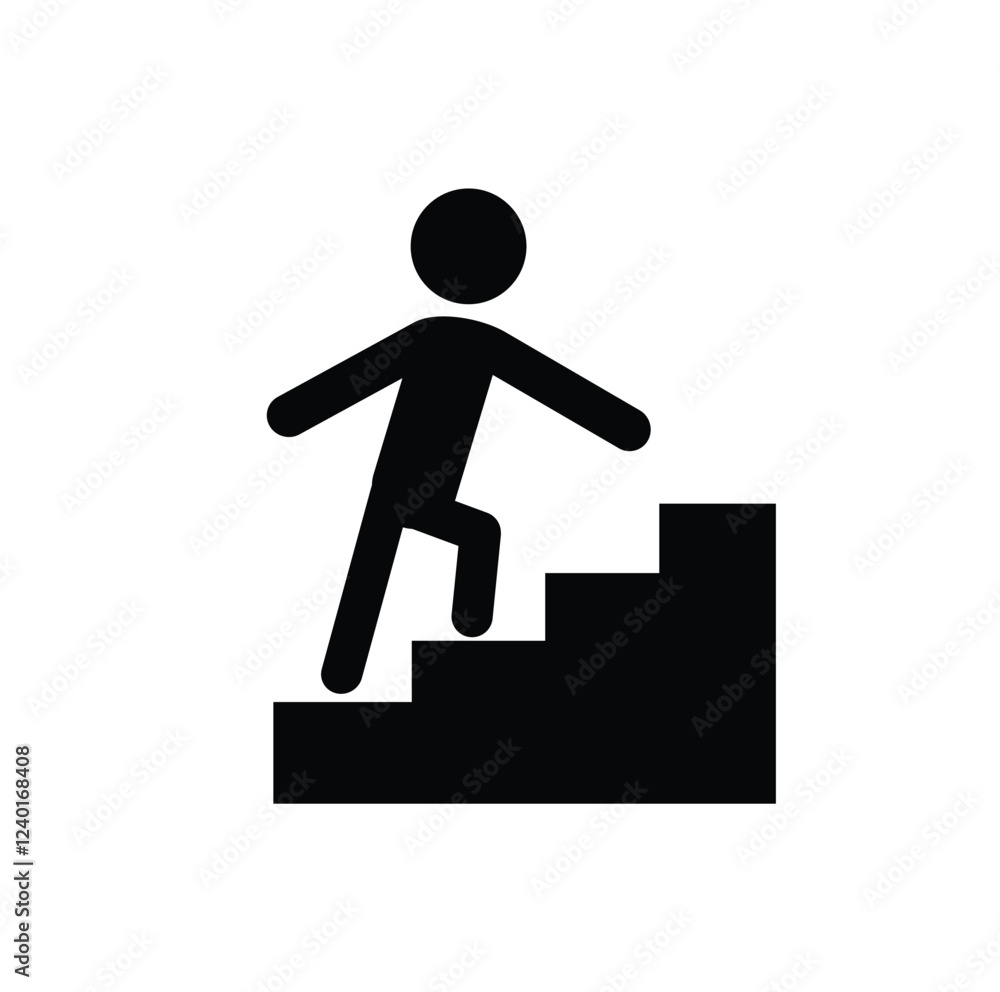 flat icon of man climbing stairs flat icon of man climbing stairs