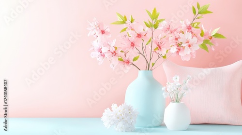A gentle pastel pink tone creating a serene and calm atmosphere, ideal for relaxation and peaceful settings.