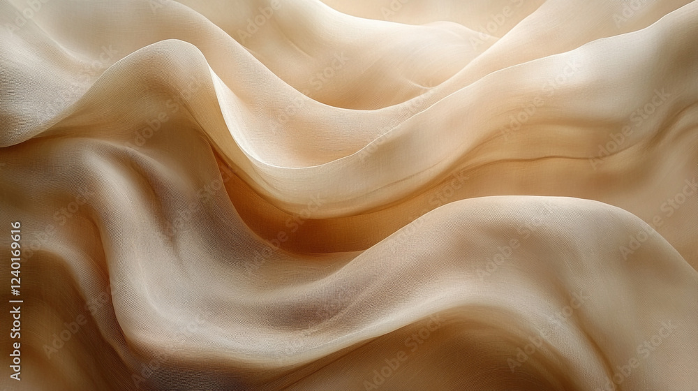 Elegant Beige Silk Fabric Texture Background Soft Drape Swirling Waves Light Brown Smooth Luxurious Elegant Beige Silk Fabric Texture Background Soft Drape Swirling Waves Light Brown Smooth Luxurious