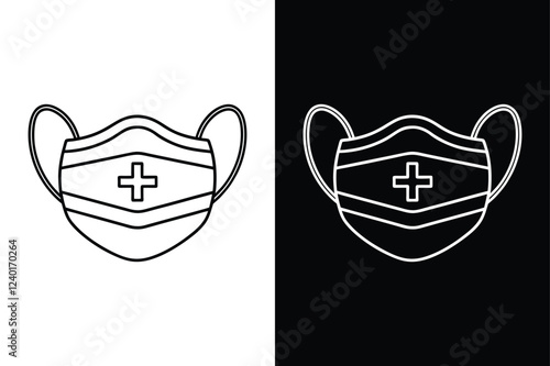 Medical Mask Line Icon for Clean & Modern Visuals. face mask, logotype, face, icon, dust, health care photo