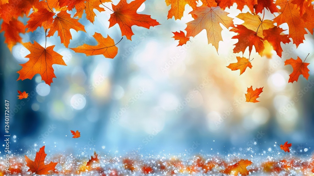 Vibrant autumn leaves fall in nature. Orange foliage creates a seasonal background. Fall leaves in this serene landscape offer an idyllic scene full of natural beauty and texture. Vibrant autumn leaves fall in nature. Orange foliage creates a seasonal background. Fall leaves in this serene landscape offer an idyllic scene full of natural beauty and texture.