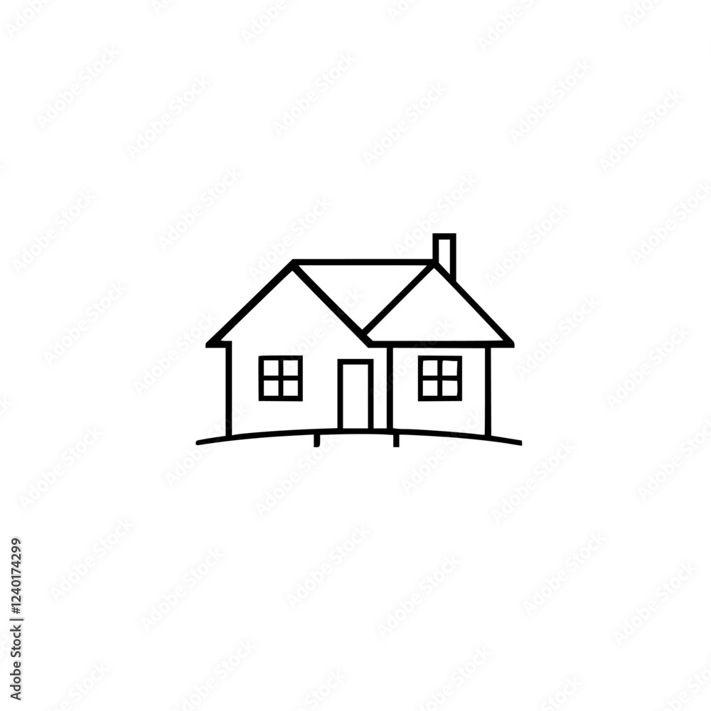 Simple House Line Art: Minimalist Home Design Illustration Simple House Line Art: Minimalist Home Design Illustration