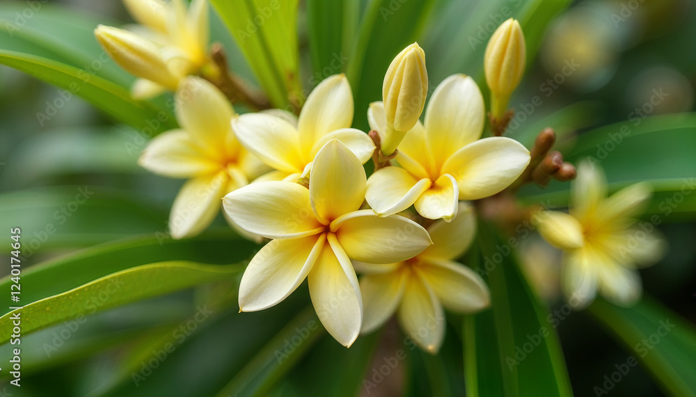 yellow frangipani flower Generative AI	
