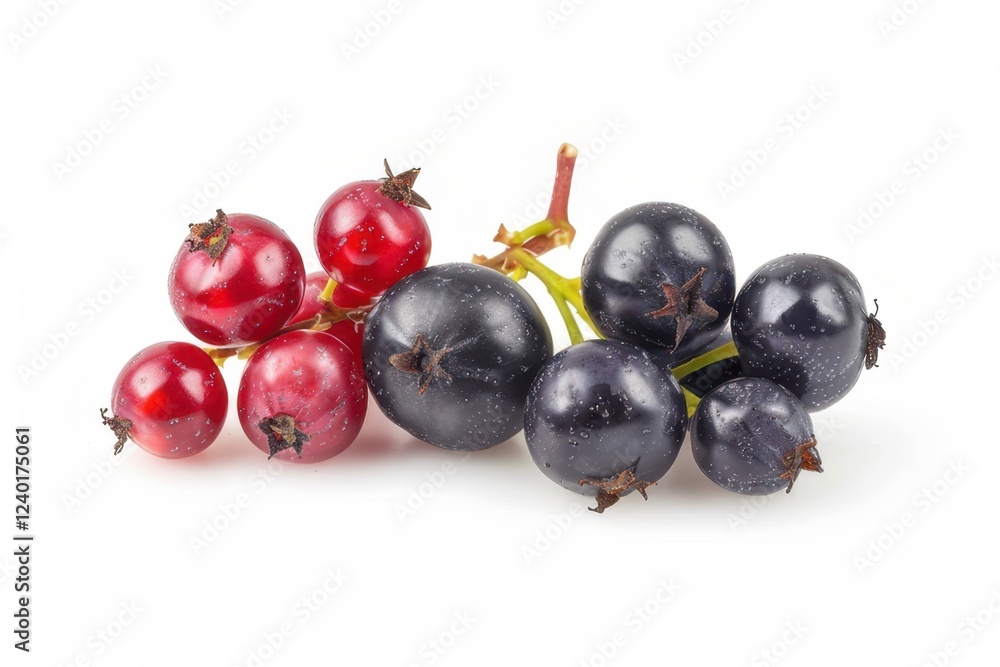 Black and red currant isolated on white background. Clipping path Black and red currant isolated on white background. Clipping path