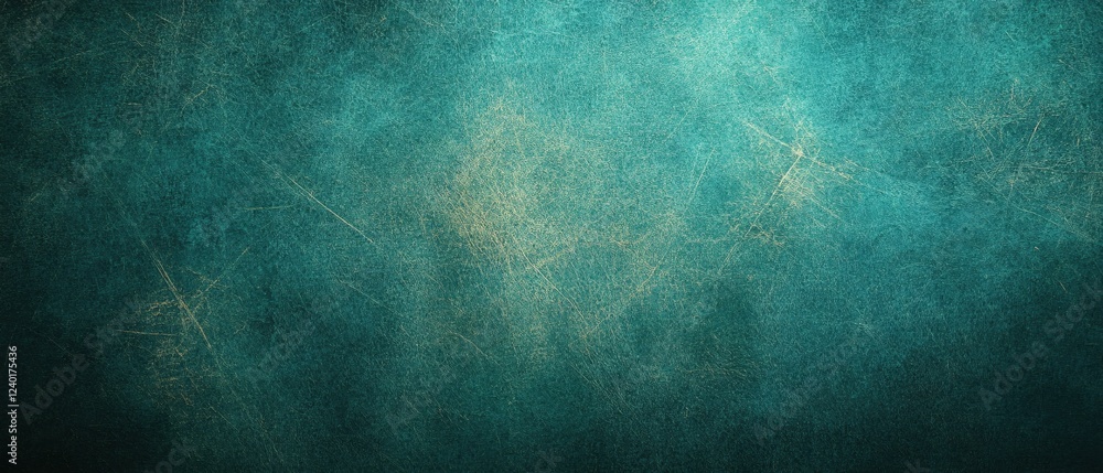 Obraz premium Distressed teal surface with subtle scratches and a gradient light effect for background use