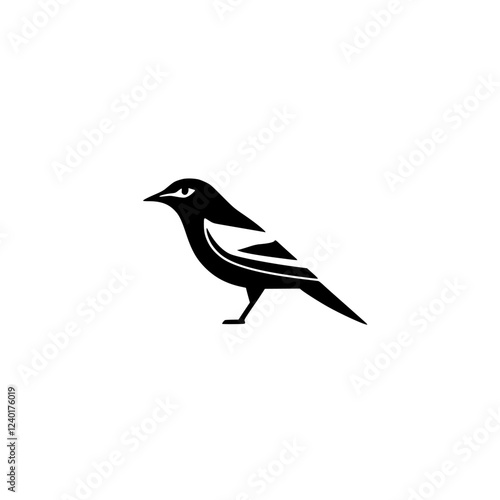 Stylized Bird Silhouette: Black and White Avian Vector Graphic