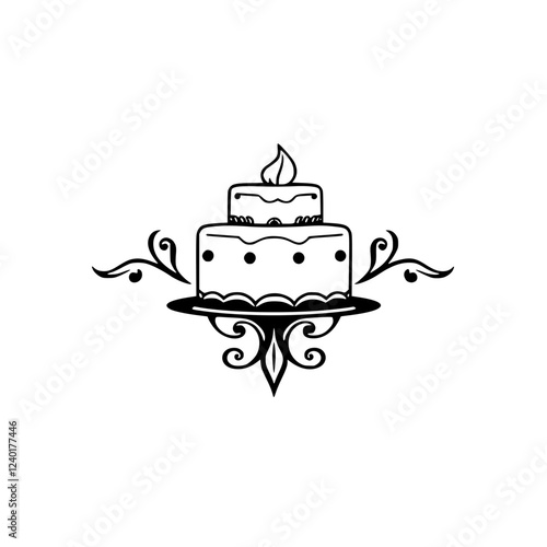 Elegant Two-Layered Cake with Candle: A Delicious Festive Treat. Perfect for Birthdays, Weddings, and Anniversaries. Indulge in Sweetness!