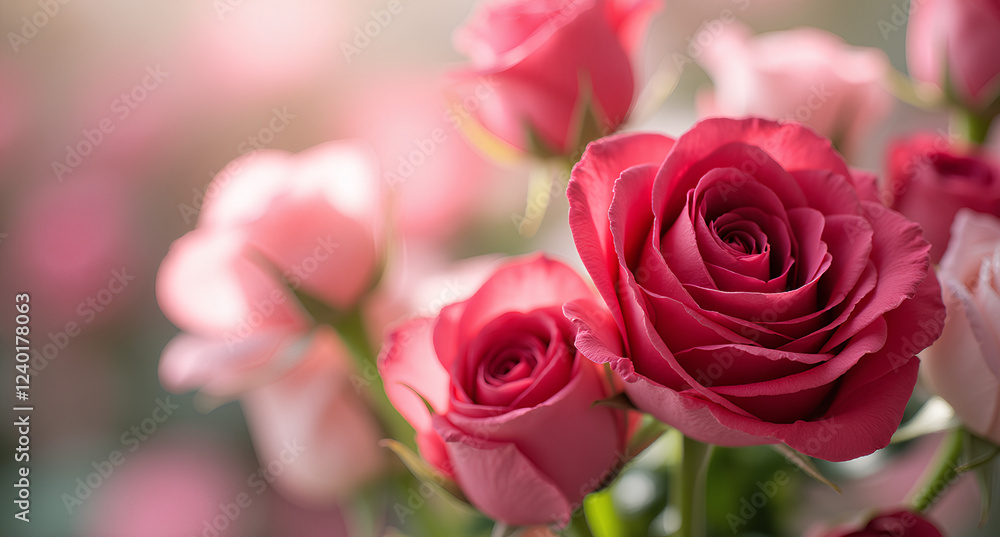 Fototapeta premium bouquet of beautiful roses, gift for March 8, Women's Day